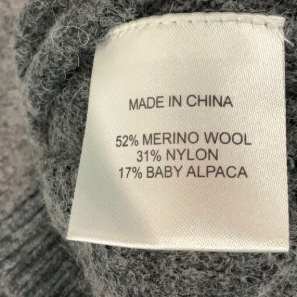 Quince Alpaca Wool Dimond Stitched Lightweight Grey Crew Sweater Size XS - Picture 5 of 7